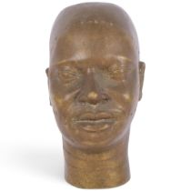 A Benin style bronze head, H26cm