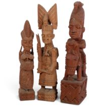 A group of 3 Yoruba (Nigeria) carved wood figures, largest H46cm (3)
