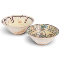 An Antique Persian Islamic pottery bowl, with mythical bird design, diameter 20cm, and another