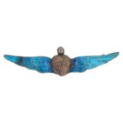 CHILD & CHILD - an Antique Art Nouveau silver enamel and diamond 'Winged Heart' brooch, circa