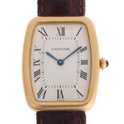 CARTIER - an 18ct gold Incurvee "Faberge" mechanical wristwatch, ref. 78101, circa 1970s/'80s, white