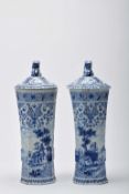 A pair of octagonal vases with covers