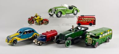 A Small Selection of Tinplate Clockwork Models, including - a 1950's Wells Brimtoy "Green Line"