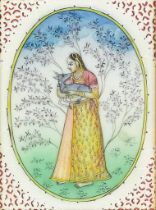 Two 20th Century Indian School Miniatures - Watercolour/Gouache - A full length portrait of an