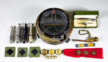 A Quantity of Mixed Militaria, including - a World War 2 RAF aircraft compass, 5.5ins diameter, an