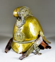 A Victorian Brass Merryweather-Pattern Firefighters Helmet, with Borough Fire Brigade badge to