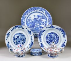 Two Small Chinese Porcelain Imari Octagonal Teapots and Covers, Kangxi, each decorated with panels