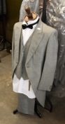 APPROX 43 GREY TAILCOATS, SIZES 34-50, APPROX 43 GREY TROUSERS, SIZES 28-46 AND 43 GREY WAIST COATS