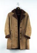 LADY'S LIGHT BROWN SHEEPSKIN FULL LENGTH COAT, the interior (reverse), turned over collar and cuff
