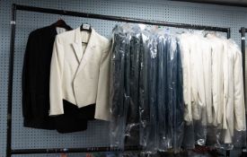 APPROXIMATELY 32 THREE-QUARTER LENGTH JACKETS, blue, cream and black, chest sizes 38 - 44 (RAILS NOT