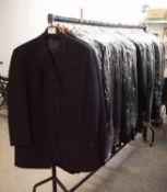 APPROXIMATELY 58 THREE-QUARTER LENGTH BLACK JACKETS (RAIL NOT INCLUDED)