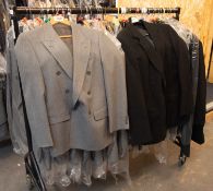 APPROXIMATELY 20 BLACK JACKETS, sizes 34 - 48 AND  APPROXIMATELY 24 GREY JACKETS, sizes 34 - 52 (