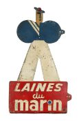 A Laines du Marin advertising painted metal sign, circa 1940