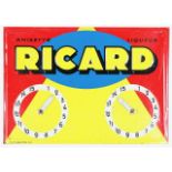 A Ricard Anisette Liqueur tinplated advertising petanque scoreboard, mid 20th century