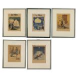 Five colour illustrated pages from French magazine 'Le Rire', late 1930's (5)