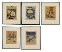 Five colour illustrated pages from French magazine 'Le Rire', late 1930's (5)