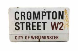 An enamelled steel street sign for Crompton Street W2