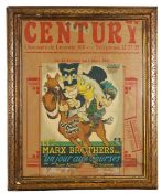 A rare Paris cinema Marx Brother's 'Un jour aux Courses' poster in original glazed frame. c.1945