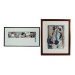 Steve Thomas (British, Contemporary) Abstract print, together with another by a different hand (2)
