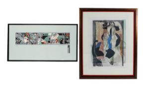 Steve Thomas (British, Contemporary) Abstract print, together with another by a different hand (2)