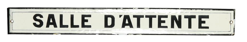 A French 'Salle d'Attente' enamel railway station sign, late 19th/early 20th century