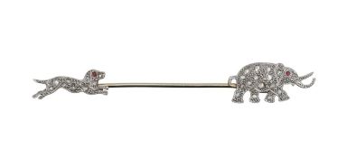 A French novelty diamond elephant pin