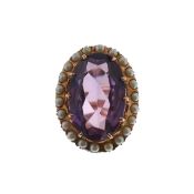An amethyst and pearl dress ring