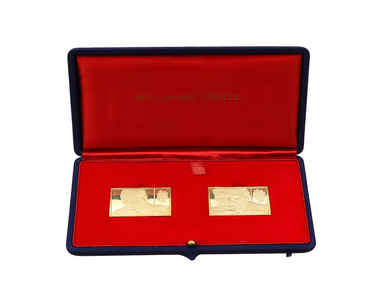 An 18ct gold limited edition Winston Churchill stamp set