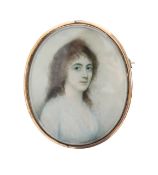 A portrait miniature mourning brooch