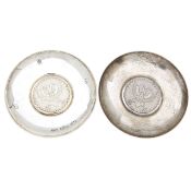 A pair of Britannia silver presentation dishes