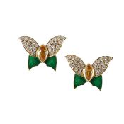 A pair of 18ct gold, yellow sapphire, enamel and diamond butterfly ear studs