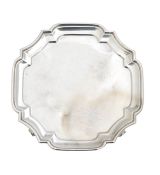 A small George V silver card tray
