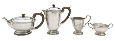 A George VI silver four piece tea service