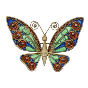 A Patriz Huber Jugendstil silver-gilt and plique-a-jour butterfly brooch
