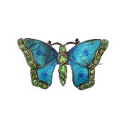 A Child and Child enamel and demantoid garnet butterfly brooch