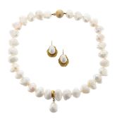 A Patricia Fruitauro necklace and earrings and pink pearl necklace