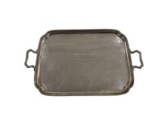 Of ecclesiastical interest: a large silver twin-handled tray