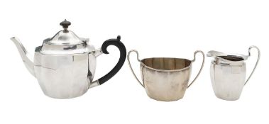 A George VI three piece silver tea service