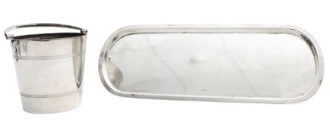An Asprey silver plated ice bucket and tray