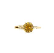 A yellow sphene gemstone ring