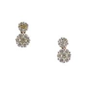 A pair of diamond cluster drop earrings