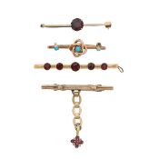A collection of gem set bar brooches