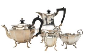 An Edward VII silver four piece tea service