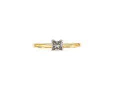 An 18ct gold square cut diamond ring