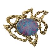 An opal set brooch