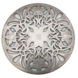 A Tiffany glass and silver mounted trivet tray