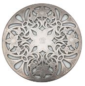 A Tiffany glass and silver mounted trivet tray