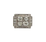 A 1940's French, diamond Tank ring