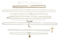 A collection of 9ct gold chains