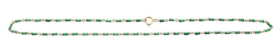 A green enamel and silver gilt necklace